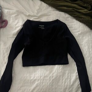 Garage Black Long Sleeve Crop Top